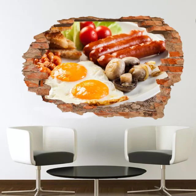 Full English Breakfast Wall Stickers 3d Art Mural Decal Home Office Decor SH9