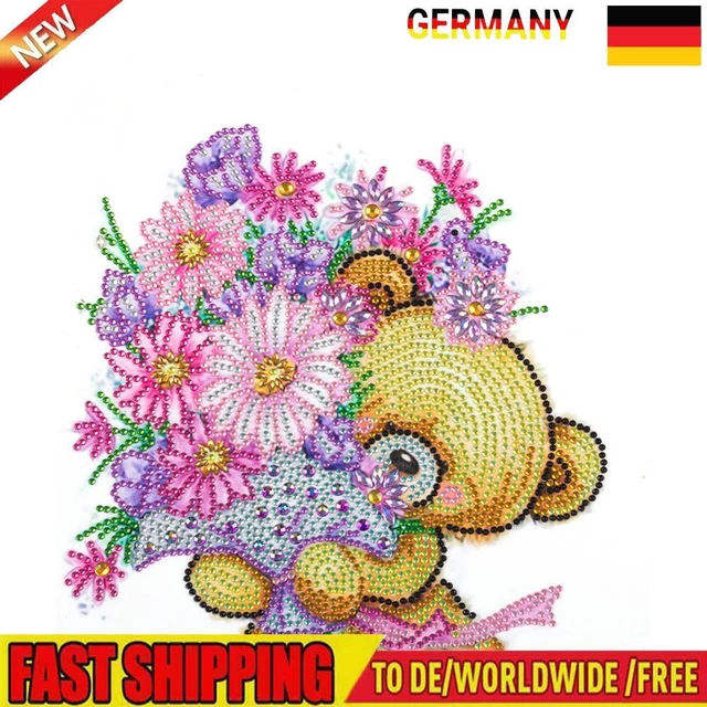 Partial Drill Special Shape Cartoon Bear Rhinestone Drawing Kit Home Decoration