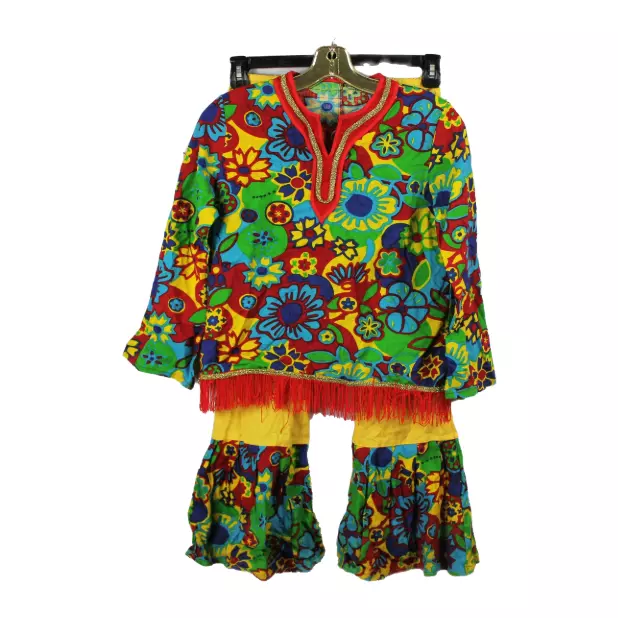 Childrens 60s 70s Hippie Groovy Flower Child Bell Bottom Denim Pants Costume