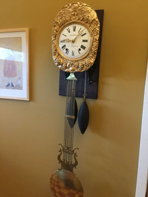 Antique French Comtoise/Morbier Wall Clock Complete & Running Antique French Comtoise/Morbier Wall Clock Complete & Running