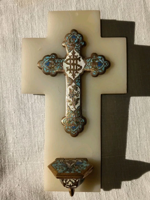 ANCIEN BÉNITIER EMAUX cloisonné Madone époque fin XIXème EUR 60,00