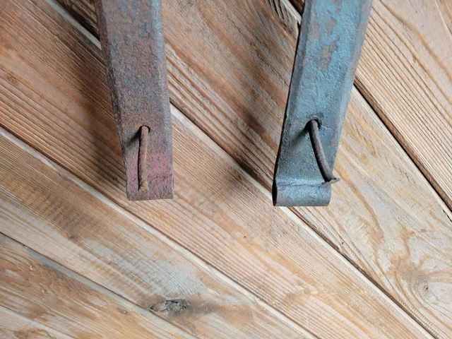 19c Antique Hand Wrought Forged Iron Barn Door Strap Hinges 24 3/4" 6