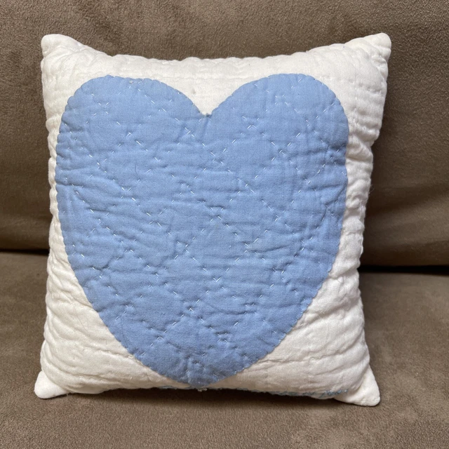 Judi Boisson Baby Pillow With embroidered signature dated 1992 light blue heart.