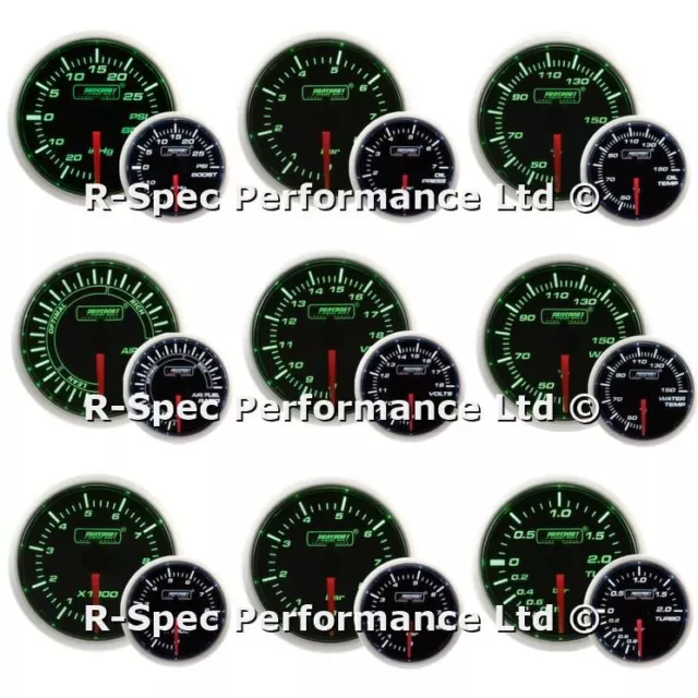 ANY 3 GAUGE OFFER - New 52mm Prosport  Green / White Turbo Boost Oil Water Temp