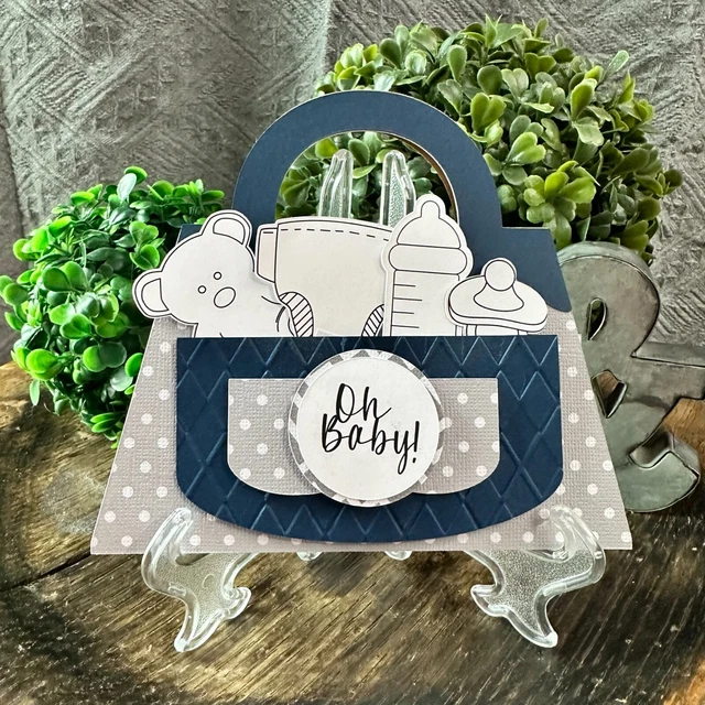 "Oh Baby! Diaper Bag" Handmade Baby Boy Gift Card Holder (Blue)