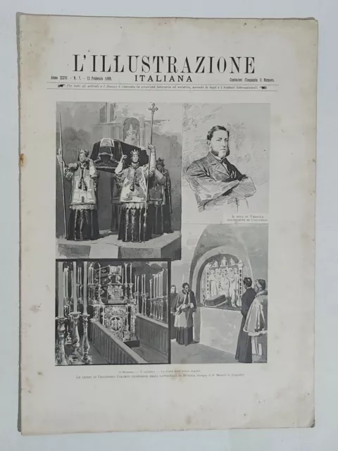 15229 L'illustrazione italiana 1899 a. XXVI n. 7 - Ceneri Cristoforo Colombo