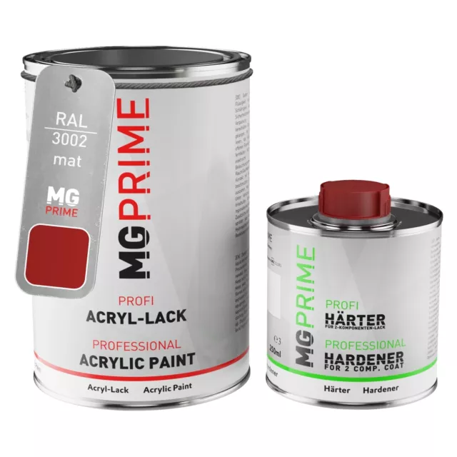 RAL 3002 Rouge carmin Carmine red mat peinture acrylique 1,5L durcisseur y.c.