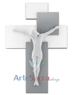 dipinto a mano Kaltner Präsente 50 cm Crocifisso da parete colore: nero con figura di Gesù Cristo su croce in legno 