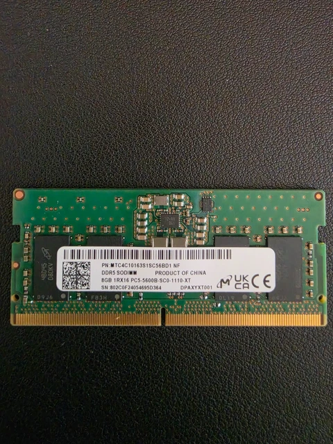 DDR5 MEMORIA RAM SODIMM DDR5 8Gb (1x 8Gb) 5600 Mhz Micron