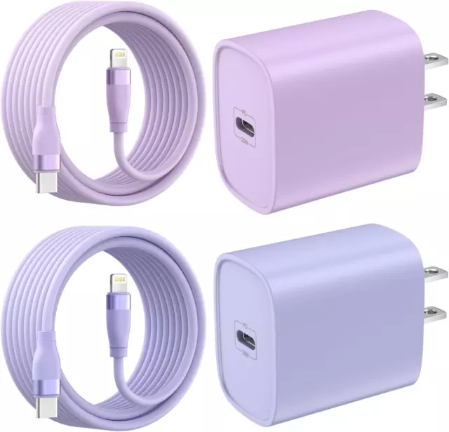 2Pack 6FT 20W PD Super Fast Charger MFI Certified with USB-C Cable For iPhone