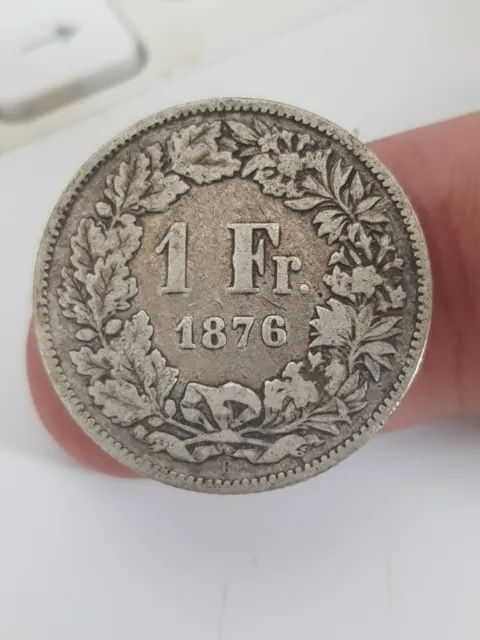 Suisse, pièce de 1 franc 1876 B en ARGENT