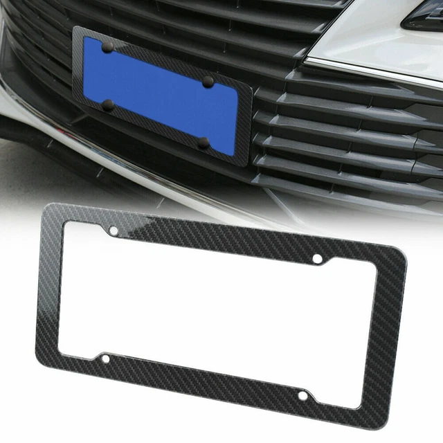 2pc Car Auto Plastic Carbon Fiber License Plate Holder Frame Universal Black Set 3