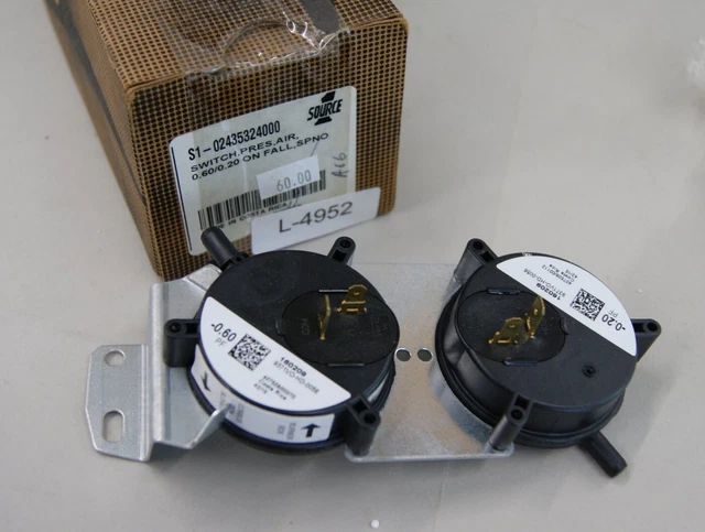 York Luxaire Coleman Air Pressure Switch S1-02435324000 160209 -0.20 -0.60 L4952