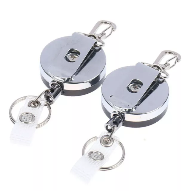 Retractable Recoil Key Ring Pull Rope Chain ID Holder Reel Belt Clip Metal Card 3