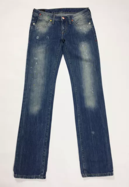 Uniform jeans donna usato giovanna w27 tg 41 slim vita bassa denim blu T3457