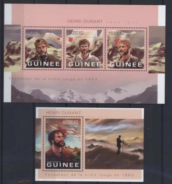 Guinea 2013 - Red Cross - Henri Dunant - Nobel Prize - 9882-84 + Block 2245 **