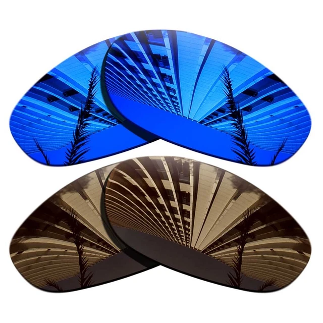 2 Pairs Polarized Replacement Lenses For-Oakley Monster Dog-Purple Blue+Brown