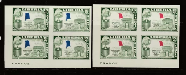 Liberia Scott# C115 MNH Imperf Blocks Flags Missing Colors