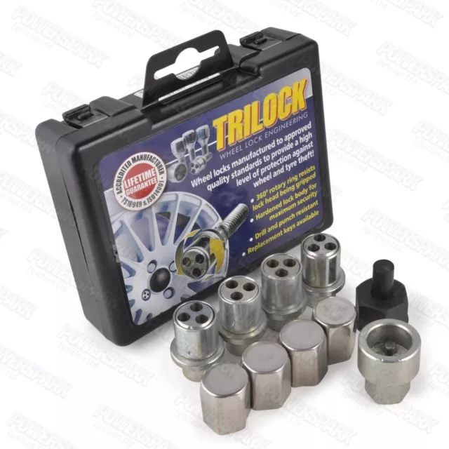 Classic Mini upto 1988 Locking Alloy Wheel Nuts and Key Trilock Set of 4 UNF 3/8