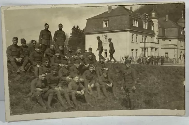 1st Div HQ Germany WWI Postcard B&W RPPC Military Army Soldiers 1919 DB