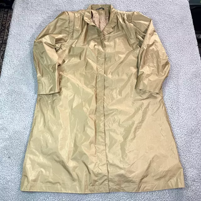 Vintage Y2k Trench Coat Jacket Women's Gold Bylon Windbreaker XXL