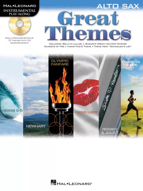 Great Themes Alto Sax Solo Sheet Music 15 Movie TV Songs Play-Along Book CD