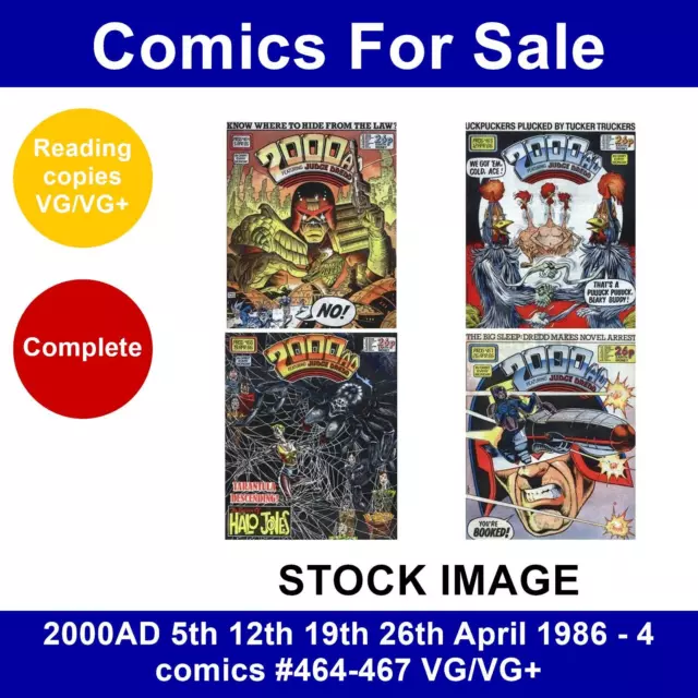 2000AD 5th 12th 19th 26th April 1986 - 4 comics #464-467 VG/VG+