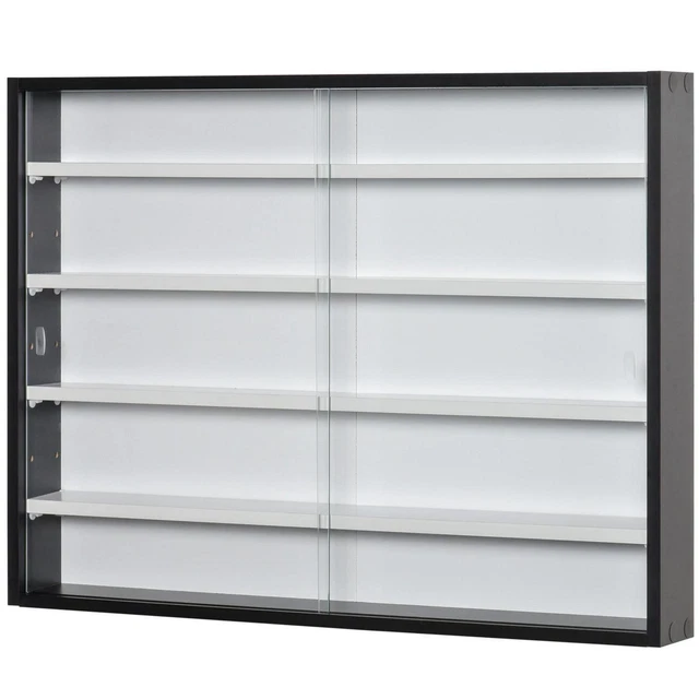 HOMCOM 5-TIER WALL Display Shelf Unit Cabinet w/ Shelves Glass Doors ...