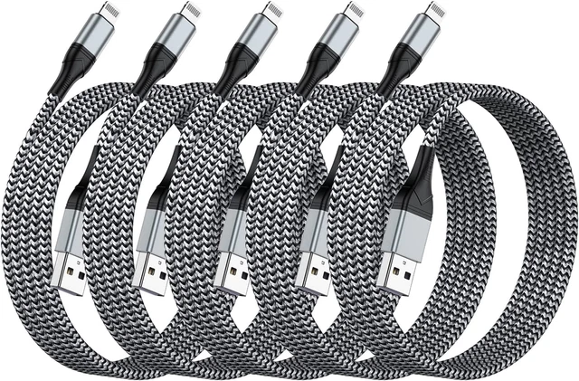 5 Pack iPhone Charger 10Ft, Extra Long Lightning Cable Strong Charger