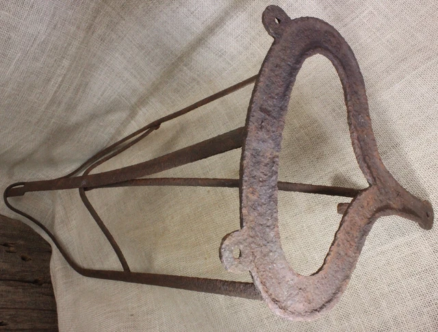 Old Saddle rack holder reversed bracket rustic iron English style rust barn find 10