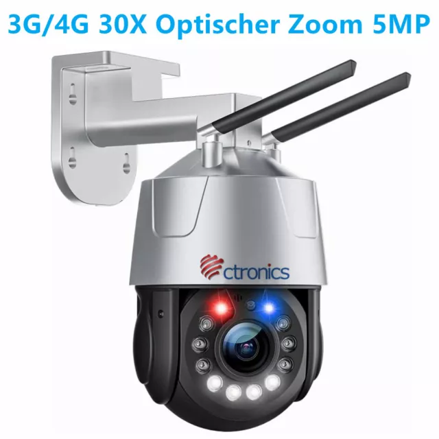 ctronics 3G/4G 30X Optischer Zoom 5MP LTE Überwachungskamera Aussen, PTZ Kamera