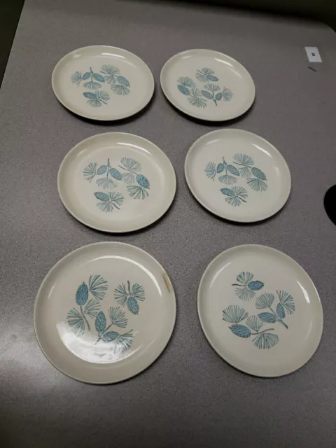 Marcrest Blue Spruce Pinecone Dessert or Bread Butter Plate - Set of 6 - 6 1/4"