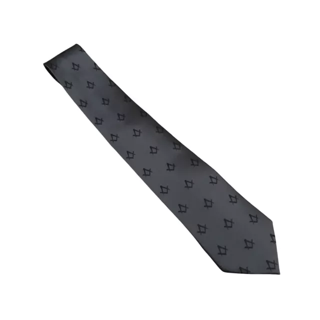 Massoneria - Cravatta grigio antracite in seta con ricamo Squadra e Compasso