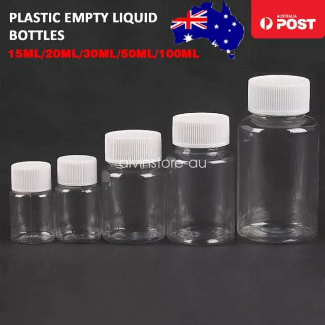 15-100ml Plastic Empty Liquid Bottles Reagent Sample Containers Medicine Storage