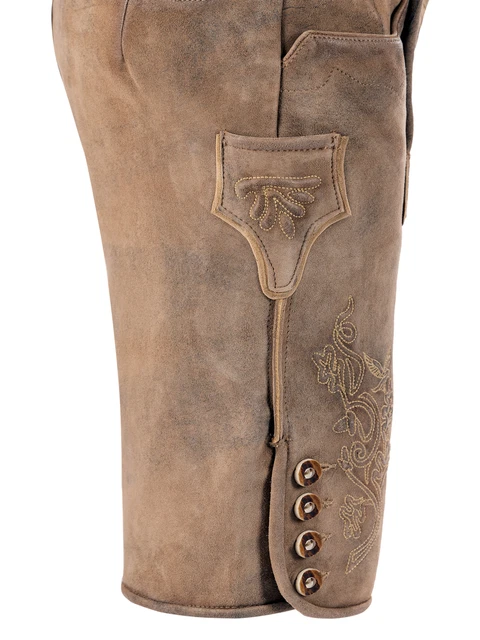 Pantaloni folcloristici in pelle corti Vincent antilope-sand 3