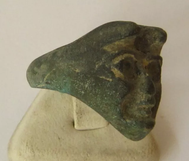 Very Rare 18th To 19th C Bronze Satanic Ring With A Head On Devil  # 11C 3