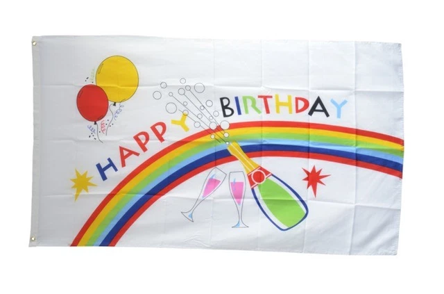 BANDIERA HAPPY BIRTHDAY Bandiere Compleanno Bandiere 60x90 cm EUR 5,69