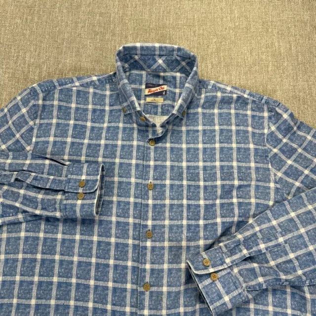 Johnnie O Button Up Shirt Mens XL Hanging Out Blue Plaid Long Sleeve Geometric