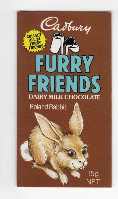 AUSTRALIAN CADBURY FURRY FRIENDS Wrapper 1987. #04 Roland Rabbit $6.99 ...