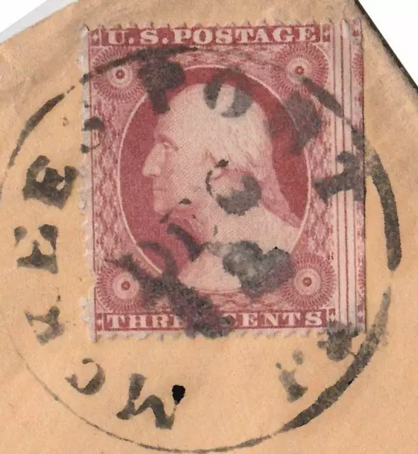 US 3 Cent Stamp Washington, Dull Red Scott #26 Envelope, McKeesport 1859