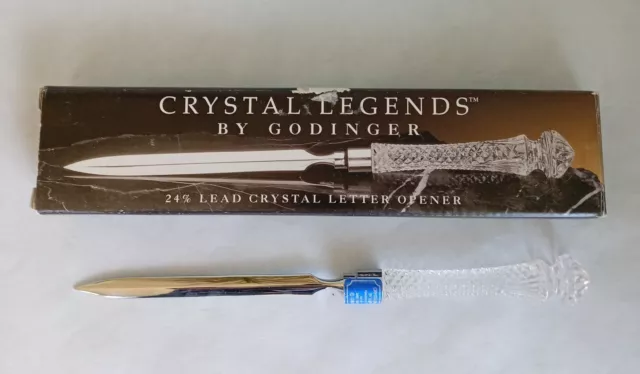 Godinger Vintage Crystal Glass Handle Letter Opener Art Deco Desk Office Mail