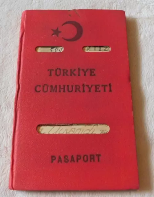 Turkey Turkiye complete PASSPORT consular revenue stamps 1953 Greece & renewal