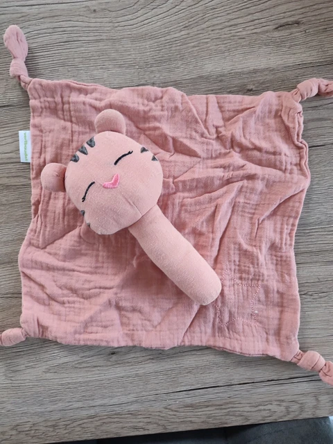 Lot Doudou Plat Hochet Pouet Chat Vertbaudet Lange Orange Rose