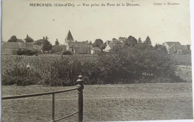 MERCEUIL 21 cpa vue prise du Pont de la Dheune Bon Etat