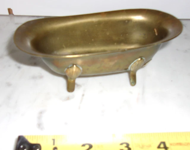 Vintage Brass Miniature Clawfoot Tub Claw Foot Bathtub Dollhouse Soap Dish