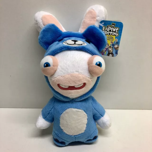 😍 Peluche / Doudou Lapins Cretins Déguisement Ours Bleu 25 Cm Très Douce  Neuve