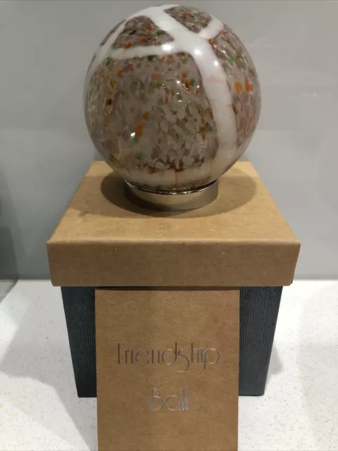 Hand blown Glass Friendship Ball good friend Blush Pink , Multi Col Flecks 179