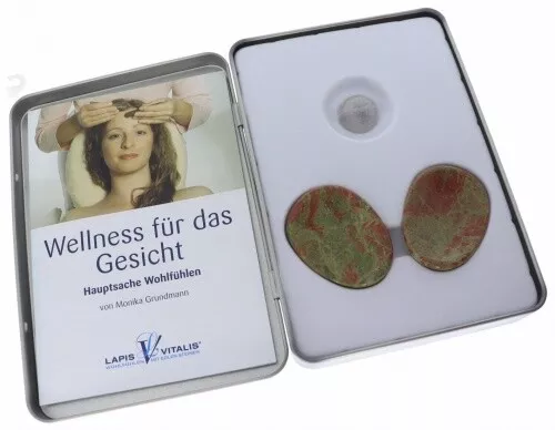 Lapis Vitalis® - Augensteine Paar Unakit Epidot inkl. Bergkristall Kugel & Anle