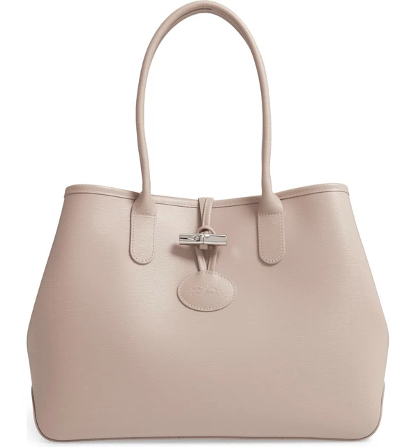 NWT LONGCHAMP Roseau Leather Shoulder Tote CLAY Beige 100% AUTHENTIC
