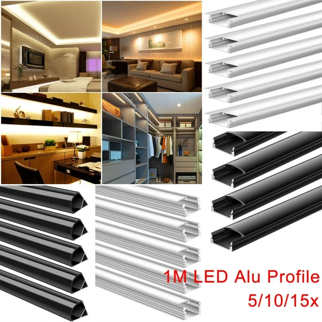 ENERGMiX LED-Stripe-Profil 2m Alu Profile Alu Schiene Profil Mit Milchglas Abdeckung Kanal System, Profil